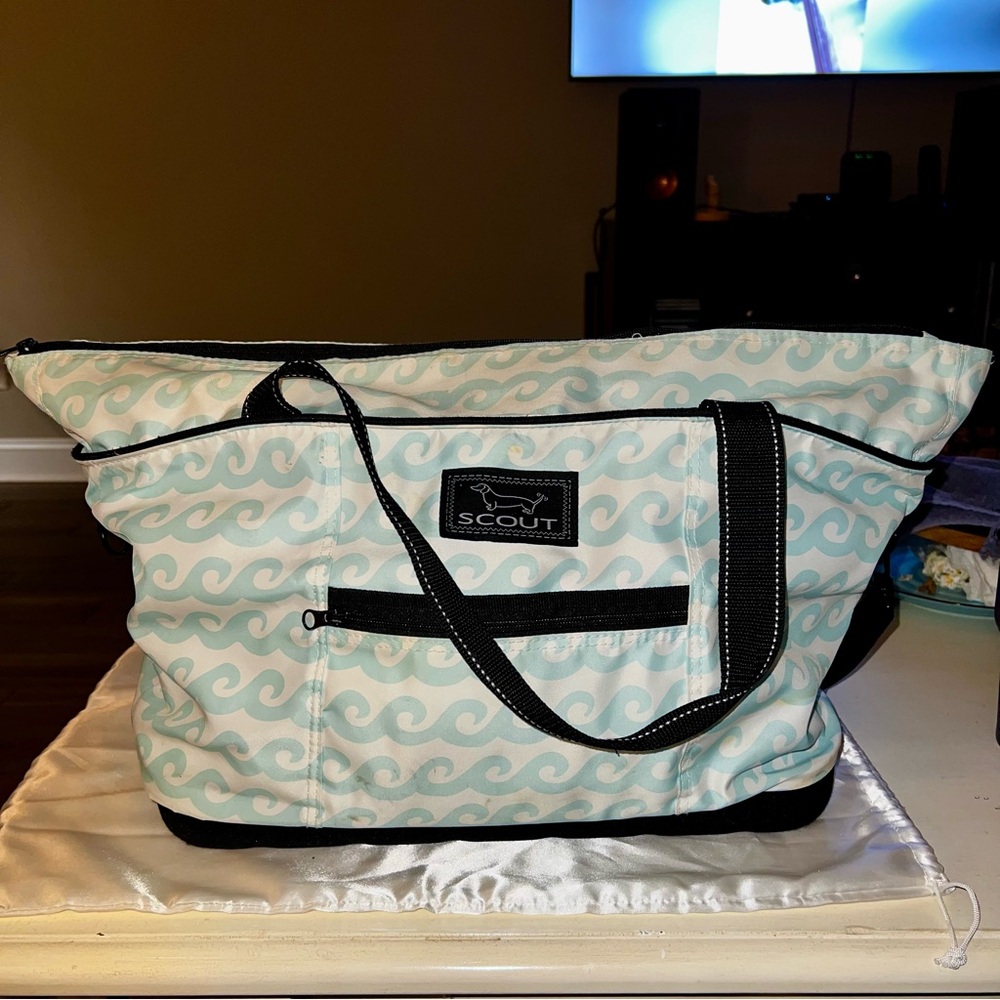 Scout Wave Pattern Tote Bag Blue, Black Beach Bag Waterproof (Offers Welcome!)